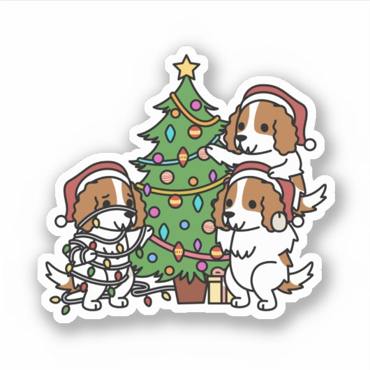 Sticker Arbre de Noël Cavalier King Charles Spaniel (Devant)
