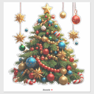 Sticker Arbre de Noël Dessin Animé Festif