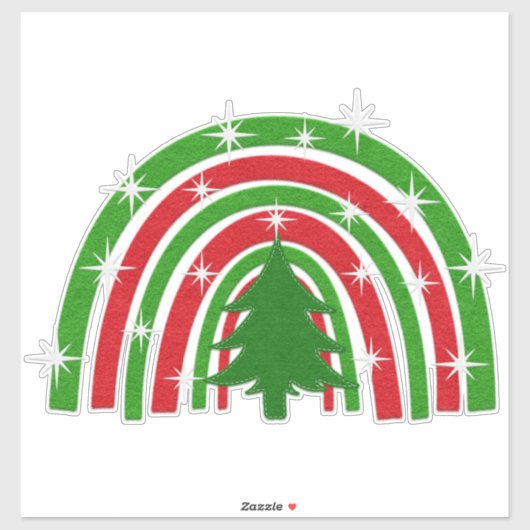 Sticker Arbre de Noël et Arc en ciel | Faux Felt (Feuille)