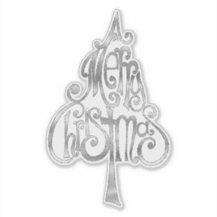 Sticker Arbre de Noël Joyeux étincelle en argent