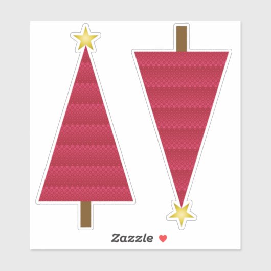 Sticker Arbre de Noël moderne profond rouge damé (Feuille)