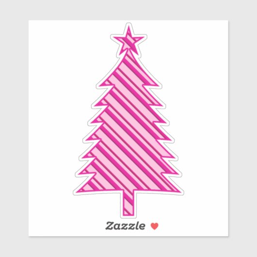 Sticker Arbre de Noël rayé Fuchsia et rose (Feuille)