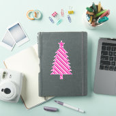 Sticker Arbre de Noël rayé Fuchsia et rose (Couverture iPad)