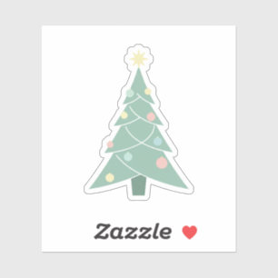 Sticker Arbre de Noël Rétro Pastel Moderne du Milieu du XX