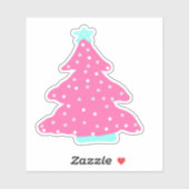 Sticker Arbre de Noël rose contemporain (Feuille)