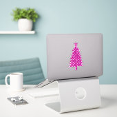 Sticker Arbre de Noël rose Fuchsia profond avec étoiles (Ordinateur portable sur le bureau)