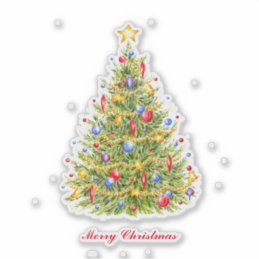 Sticker Arbre de Noël traditionnelSticker en vinyle coupé (Devant)