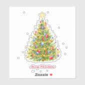 Sticker Arbre de Noël traditionnelSticker en vinyle coupé (Feuille)
