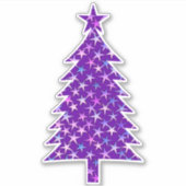 Sticker Arbre de Noël violet profond avec étoiles (Devant)