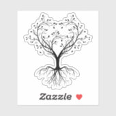 Sticker Arbre noir bouteille d'eau du coeur de vie (Feuille)