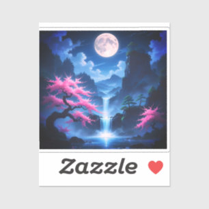 Sticker Arbre Sakora - Cascade au clair de lune avec ceris