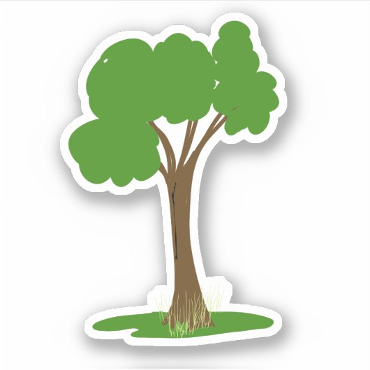 Sticker Arbre vert sur bâton d'herbe (Devant)