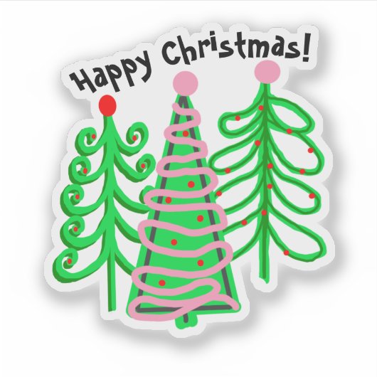 Sticker Arbres de Noël rose vert (Devant)