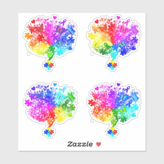 Sticker Arbres du spectre autiste (Feuille)