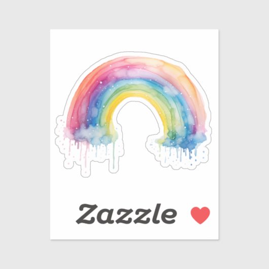 Sticker arc-en-ciel aquarelle (Feuille)
