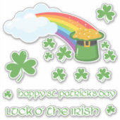 Sticker Arc-en-ciel de la Saint Patrick avec de l'or et du (Devant)