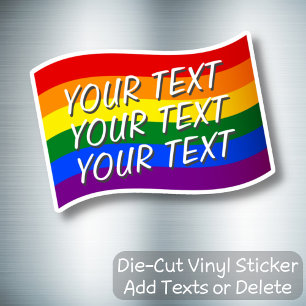 Sticker Arc-en-ciel Gay pride texte personnalisé LGBTQIA+