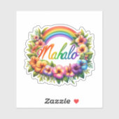 Sticker Arc-en-ciel Hawaï Mahalo (Feuille)
