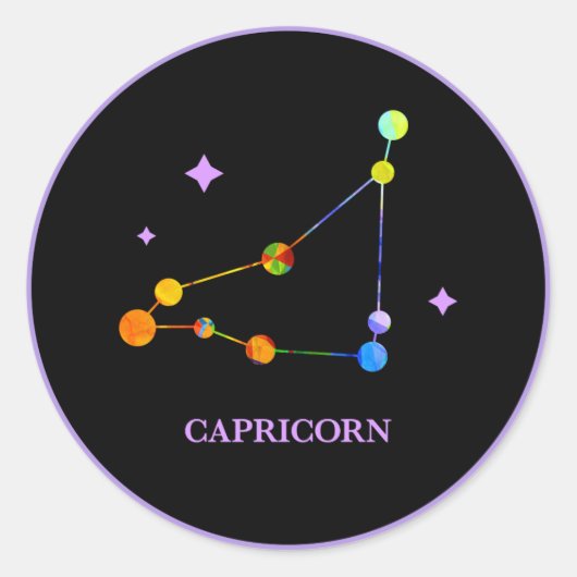 Sticker arc-en-ciel noir Zodiac Capricorn (Devant)