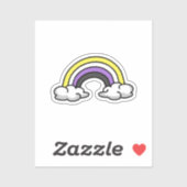 Sticker Arc-en-ciel non binaire mignon (Feuille)