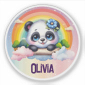 Sticker Arc-en-ciel Panda adorable avec nom personnalisabl (Devant)