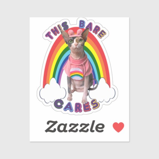 Sticker arc-en-ciel pour chats à fierté nue (Feuille)