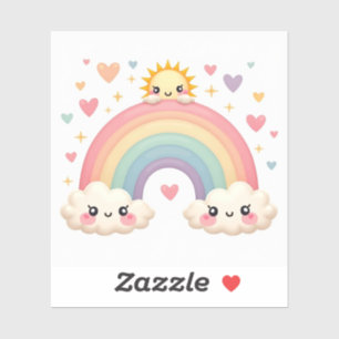 Sticker Arc-en-ciel souriant d'amour – Cœurs Kawaii