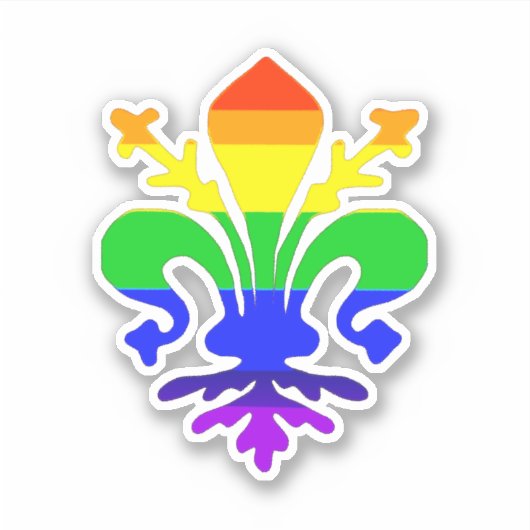 Sticker Arc-en-ciel stylisé Fleur de Lis (Devant)