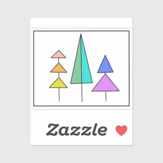 Sticker arc-en-ciel triangle moderne arbres conception sim (Feuille)