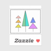 Sticker arc-en-ciel triangles modernes arbres design simpl (Feuille)