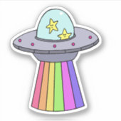 Sticker arc-en-ciel UFO mignon (Devant)