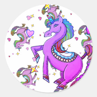 Sticker Arc-en-ciel Unicorn Classic rond