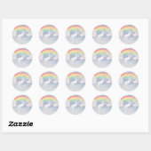 Sticker Arc-en-ciel Unicorn Classic rond (Feuille)