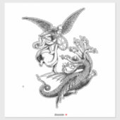 Sticker Arch Angel Fighting hydra Dragon illustration d'ar (Feuille)
