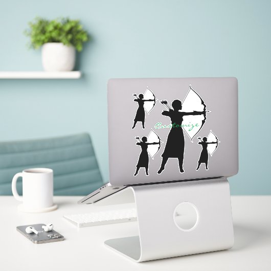 Sticker Archer Femme Silhouette Thunder_Cove (Ordinateur portable sur le bureau)