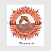 Sticker Arches Parc national Emblem Retro Compass (Feuille)