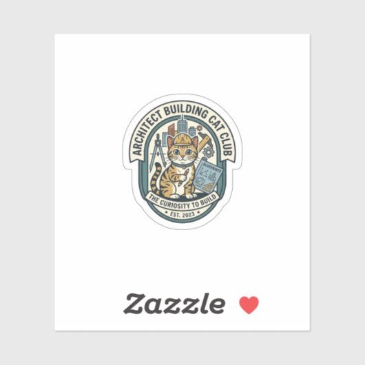 Sticker Architect Building Cat Cat Graphic Tee Art - Archi (Feuille)
