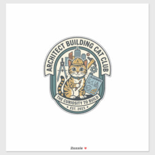 Sticker Architect Building Cat Cat Graphic Tee Art - Archi