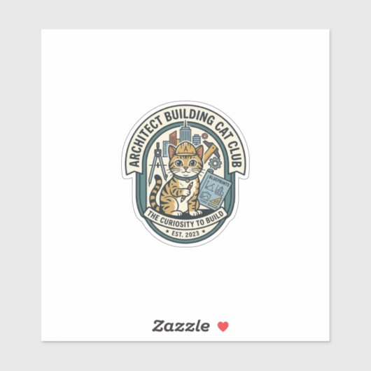 Sticker Architecte Bâtiment Chat Chat Graphique Tee Art - (Feuille)