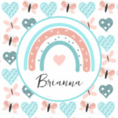 Sticker Arcs-en-ciel, papillons et coeurs personnalisés (Recto)