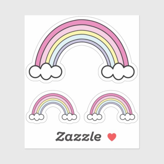 Sticker Arcs-en-ciel rose (Feuille)