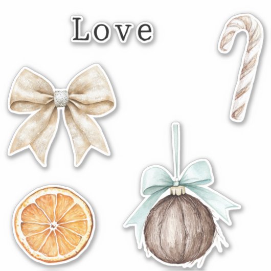 Sticker Argent Glam Bow Aimer Orange Sucre de canne de noi (Devant)
