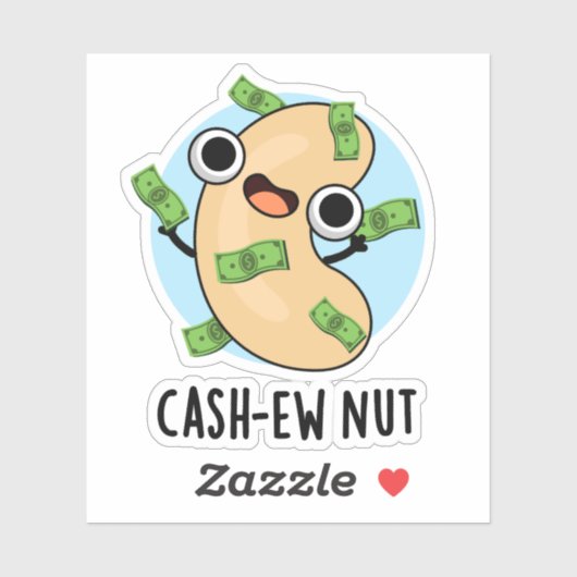 Sticker Argent Nut Nut Funny Cashew Nut Pun (Feuille)