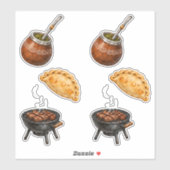 Sticker Argentino Mate, Empanada & Asado (Feuille)