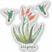 Sticker ARIZONA Aloe Vera Hummingbirds succulents fleurs (Devant)