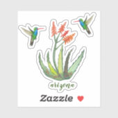 Sticker ARIZONA Aloe Vera Hummingbirds succulents fleurs (Feuille)