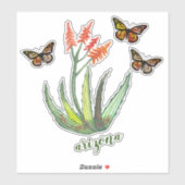 Sticker ARIZONA Aloe Vera Papillons Succulents (Feuille)