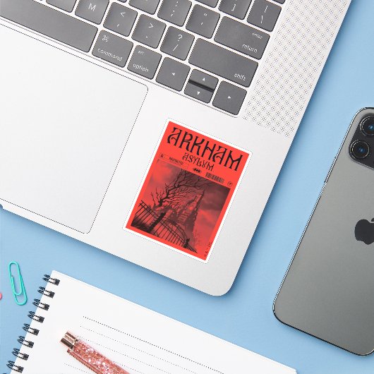 Sticker Arkham Asylum : Restreint (Ordinateur portable avec iPhone)