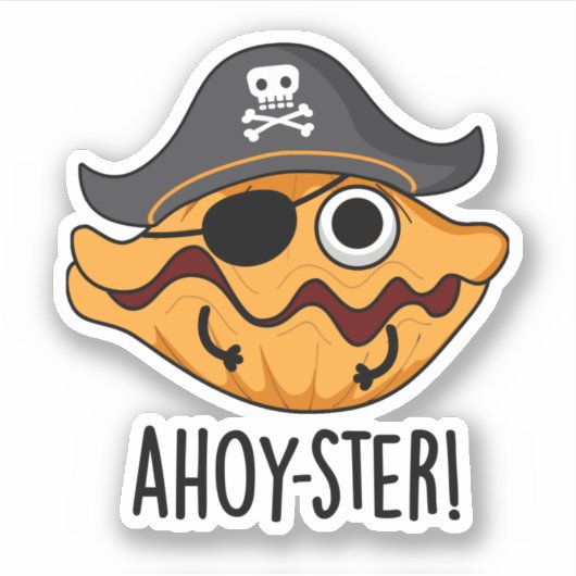 Sticker Arme à huîtres de pirates amusants (Devant)