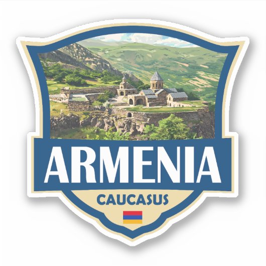 Sticker Armenia Illustration Retro Badge (Devant)